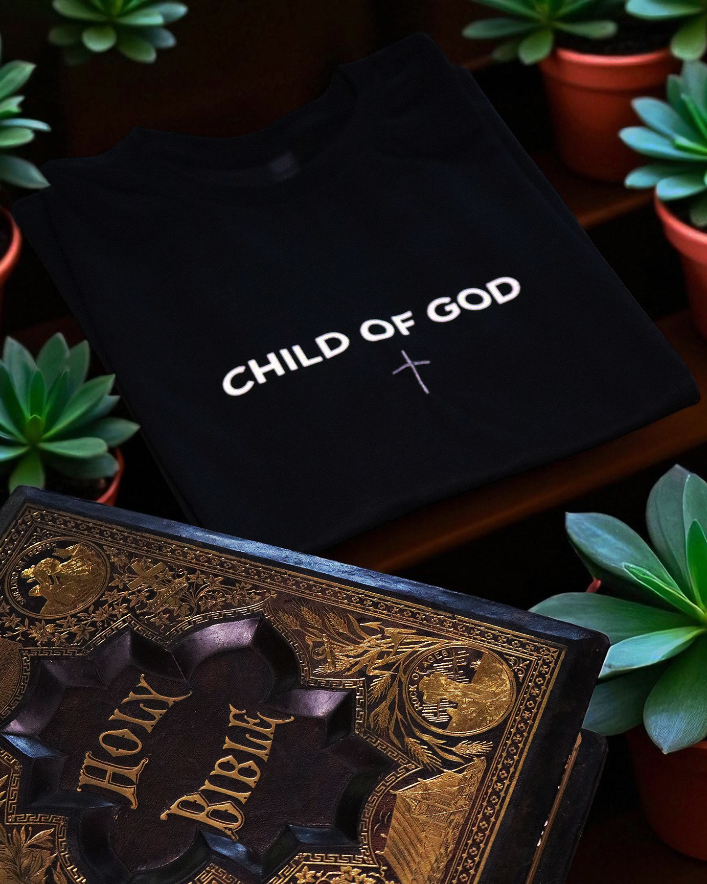 Child of God - John 1:12 Embroidered Cross Tee